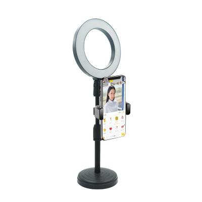 China Dimmable beauty live makeup LED tiktok Selfie Table Top Fill Selfie Ring Light with Phone Holder for sale