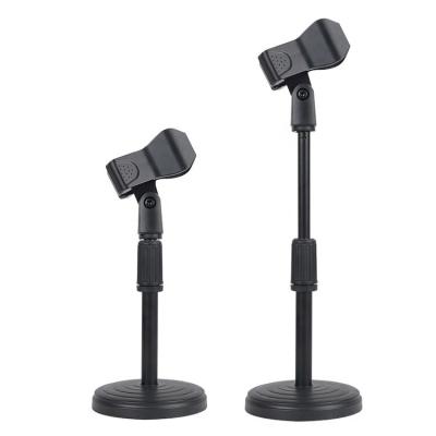 China Portable High Quality Adjustable Retractable Round Base Table Top Standard Mic Desk Stand with Clip for Live Broadcast for sale