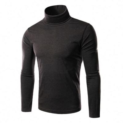 China Hot Selling Solid Color Viable Long Sleeve High Collar Mens T-shirt Knitted T Shirts For Men 2021 Stylish for sale