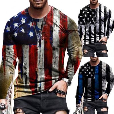 China 2021 Fashion Anti-shrink 3D Digital Printed Mens Autumn Casual Wholesale T-Shirts Long Sleeve T-shirt Men for sale