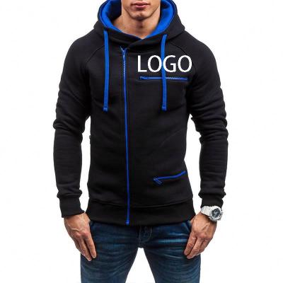 China 2021 New Fashionable Anti-wrinkle Solid Color Fleece Men's Hoodies Zipper Shape Casual Custom Hoodies Men for sale