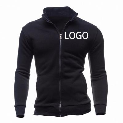 China Anti-wrinkle New Arrival Custom Logo Solid Color Men's Hoodies Sweatshirts Men Hoodies Zipper Stand Collar for sale