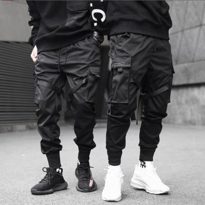 China Newest Design Anti-Wrinkle Multi Pockets Ribbons Cargo Sweatpants Men Fashion Joggers 2021 Hip Hop Streetwear Mens Casual Pants for sale