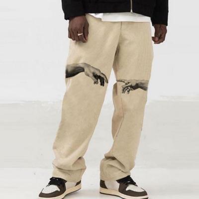 China 2021 New Arrival Anti-wrinkle Printed Loose Fit Pants For Men's 2021 Autumn Fashion Casual Khaki Trousers for sale