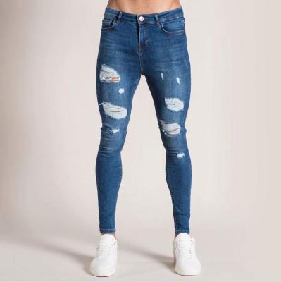 China Best viable design solid color waist men high jeans pants fashion plus size ripped skinny jeans men 2021 for sale