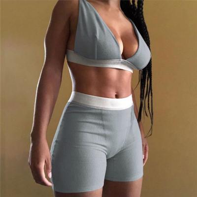 China COCOPY High Quality Breathable V-Neck Women's Solid Color Fitness Women's Yoga Set Gym 2-Piece Bra Set for sale