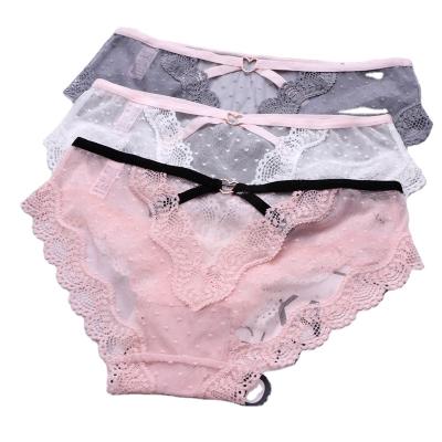 China Sexy Women's Breathable Underwear Plus Size Underwear Ladies Transparent Panties Lace Up Hipster Lingerie for sale