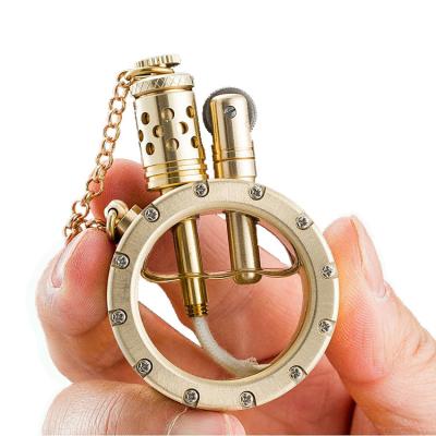 China 2021's Full Calories Minimalist Creative Unique Brass Mechanical Round Feel Kerosene Lighter for sale