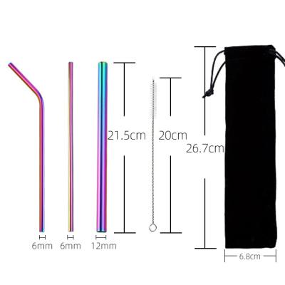 China New Listing Disposable Amazon Straw Set Cylindric Silver Colored 304 Stainless Steel Metal Straws for sale