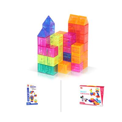 China Yongjun's Magnetic Cube Building Block Yongjun 17PCS DIY Educational Transparent Magnetic Building Block Brick Toys For Children for sale