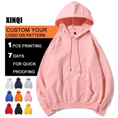 China Anti-wrinkle XINQI OEM/ODM couple hoodies unisex cotton long sleeve hoodie for sale