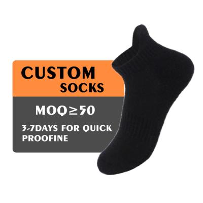 China XINQI OEM/ODM Calcetines QUICK DRY Winter Thickened Combed Cotton Sports Pure Color Low Cut Shock Absorption Mens Socks Wholesale Black for sale