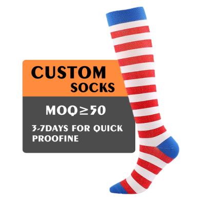 China XINQI OEM/ODM Compression Stockings 24 Colors QUICK DRY Nylon Stockings Sports Knee High Stretch Nurse GG Socks Men Socks Black for sale