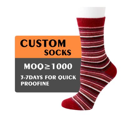 China Wholesale XINQI OEM/ODM gg woolen socks comfortable women's socks winter thickened soft horizontal stripe breathable socks manufacturers for sale