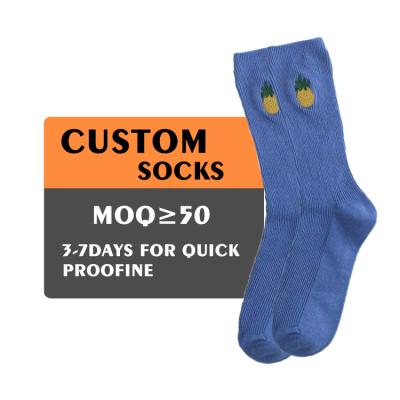 China XINQI QUICK DRY OEM/ODM bangs custom embroidered retro fruit cotton socks female Korean wholesale women for sale