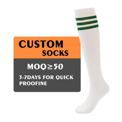 China XINQI OEM/ODM Breathable School Socks Three High Bars Student Socks Low Combed Cotton Sports White Knee Socks for sale