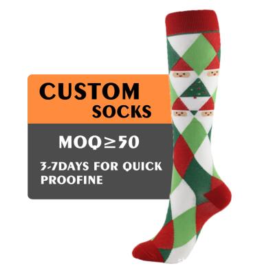 China Wholesale XINQI OEM/ODM QUICK DRY sock jacquard elk nylon snowflake striped tree stick sports Halloween Christmas compression sock for sale