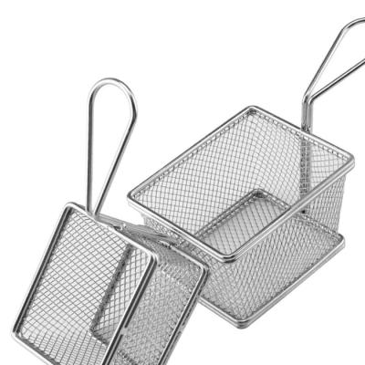 China 2Pcs Square Diamond Hole Frying Baskets French Fries Baskets Chips Baskets Food Presentation Mesh Viable Kitchen Cooking Tool for sale