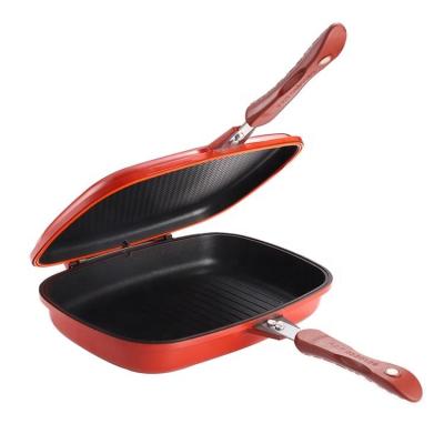 China Traditional high quality cookware aluminum alloy non-stick square double sided barbecue pan for sale