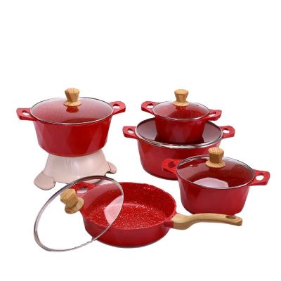 China Sustainable multifunctional cookware set produced in China a variety of colors to choose from aluminum medical stone color cookware set for sale