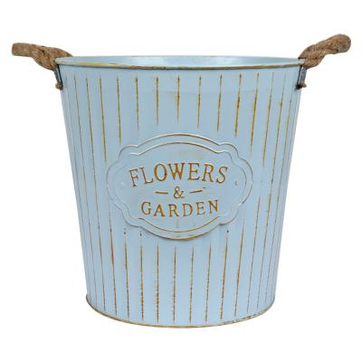 China Retro garden decoration big mouth iron flower pot flower bucket flower green plant pot set cream white for sale