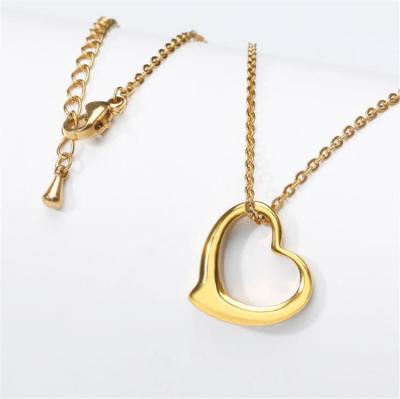 China Hot Sale Punk Gold Plated Heart 18K Pendant Necklace Plated Stainless Steel Necklace for sale