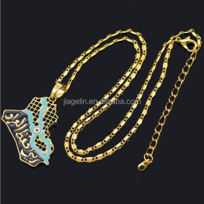 China FASHIONABLE Metal Arab Iraq Map 18K Gold Plated Map Pendant Necklace for sale