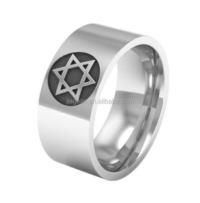 China Male jewelry fashion 8mm star logo tide romantic titanium steel six-pointed ring titanium steel ring for sale