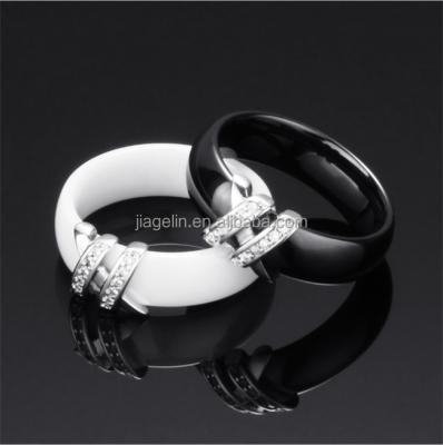 China Romantic Fashion Ring Ceramic Ring Black and Double White X Diamond Ring for sale