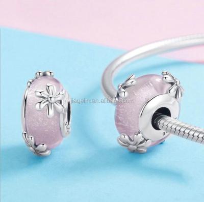 China Authentic Christmas Gift Snowflake Crystal Star Lampwork Glass Charm Bead 925 Sterling Silver Glass Bead for sale