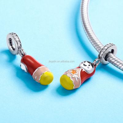 China European METAL Russian Doll charm 925 Sterling Silver Bead for sale