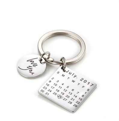 China Custom Metal Square Engraved Key Chain Stainless Steel Keychain Key Pendant for sale