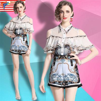 China 2022 new QUICK-DRY wholesale fashion women's clothing off-the-shoulder shorts wide-leg shorts stylish fashionable suit for sale