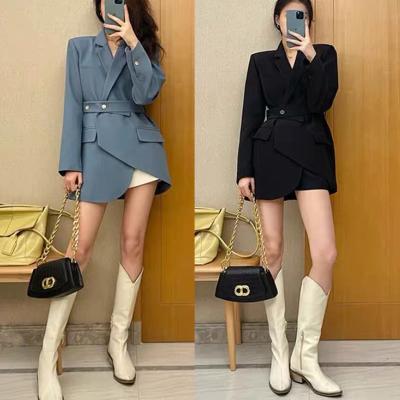 China Anti-wrinkle 2022 new products fashion temperament waist elegant design waist casual wear casual wear suit jacket irregular jacket for sale