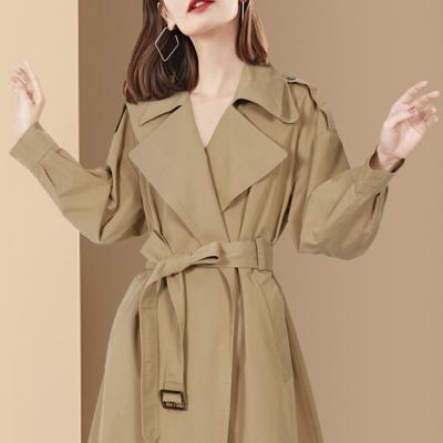 China 2022 New Stain Summer Fashion Temperament Coat Tops Coat Collar Suit Collar Antistatic Solid Color Commuter Anorak Mid Crossed Mid Length Women for sale