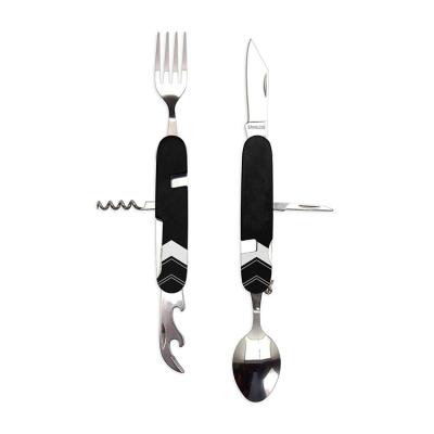 China Viable Multifunctional Spoon Survival Outdoor Camping Detachable Cutlery Set Tableware Sets Knife Fork Beer Opener for sale