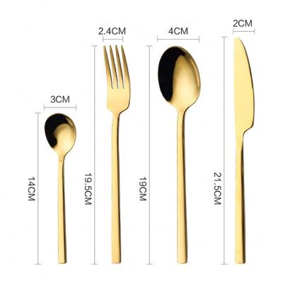 China Viable Gold Color Cutlery Sets Dinnerware Set Tableware 4pcs Gift Wedding Party Kitchen Dining Spoons Forks and Knives for Events for sale