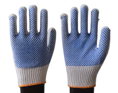 China Safety Labor 10 Gauge Blue Color PVC Dotted Glove Cotton Knitted Gloves for sale