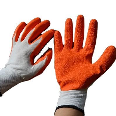 China Polyester 13 Gauge Polyester Knit Wrinkle Latex Palm Coated Hand Gloves for sale