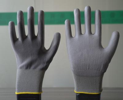 China GOOD ANTI-SKID ANTI STATIC TOUCH gray PU coated gloves with 13 gauge nylon liner for sale