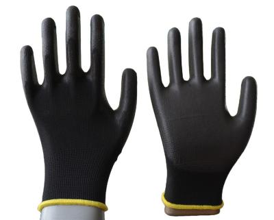 China Work Protection PU Coated Work Gloves 13 Gauge Polyester Coating Gloves for sale