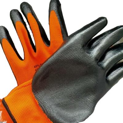 China Durable smooth and soft handfeeling for nitrile coated gloves for sale