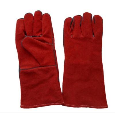 China Anti-slip COW LEATHER RED WELDING GLOVES FOR WELDING WORK for sale