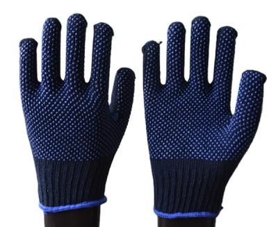 China Safety Work Double Sides PVC Dot Cotton Blue Gloves for sale