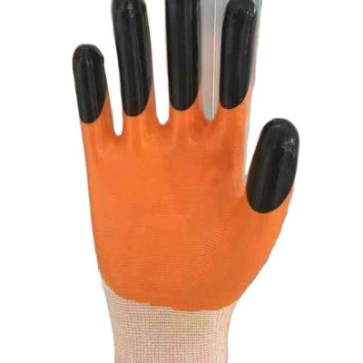 China Safety Labor 13 Gauge Polyester Coating Nitrile Coated Double Immersion Work Gloves for sale