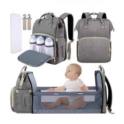 China Anti-theft Diaper Backpack With Changing Station Bed Diaper Bag With Crib Bed Baby Diaper Bag Backpack for sale