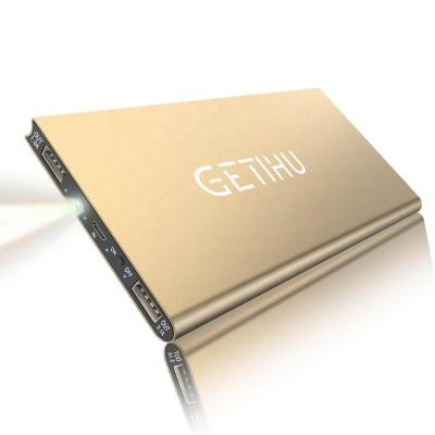 China GETIHU 10000mAh Ultra Thin Slim Portable Power Bank With 2 USB Ports G100 Gold Color for sale