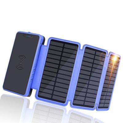 China Fast Charging Support Portable Solar Charger For Mobile Phone 20000 MAH Solar Power Bank Station With 4 Panels For Phones Smart Camping for sale