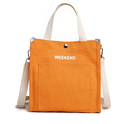 China Wholesale High Quality Casual Weekend Letters Print Tote Shoulder Bag Large Capacity Shopping Bag Women's Canvas Handbags for sale