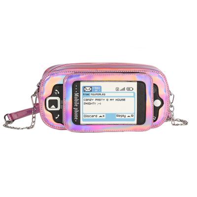 China With Shoulder Chain Strap Best Sell Cell Phone Bags Emulation Keyboard Design Funny Cross-Body Messenger Bag Laser PU Leather Trim For Girl for sale